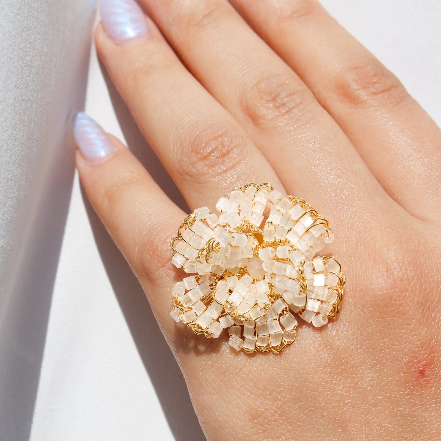 Flower Blossom Ring – Adjustable Statement Jewelry - Munai
