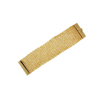 Gold Mesh Wire Crochet Bracelet – 2” Wide Cuff - Munai