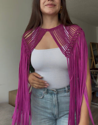 Leia Fringed Macrame Cape Epaulette - Munai