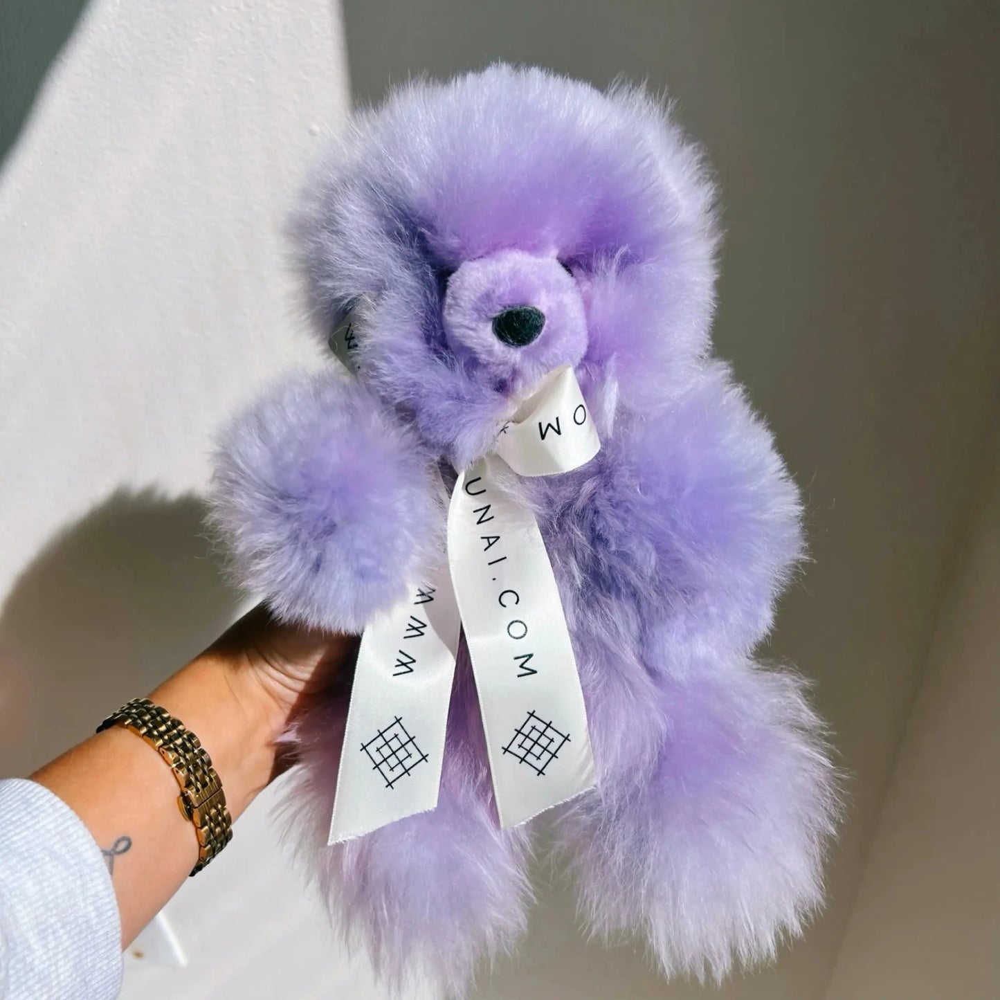 Lilac Teddy Bear | 100% Premium Alpaca Fur - Munai - Adorable handmade alpaca fur plushie