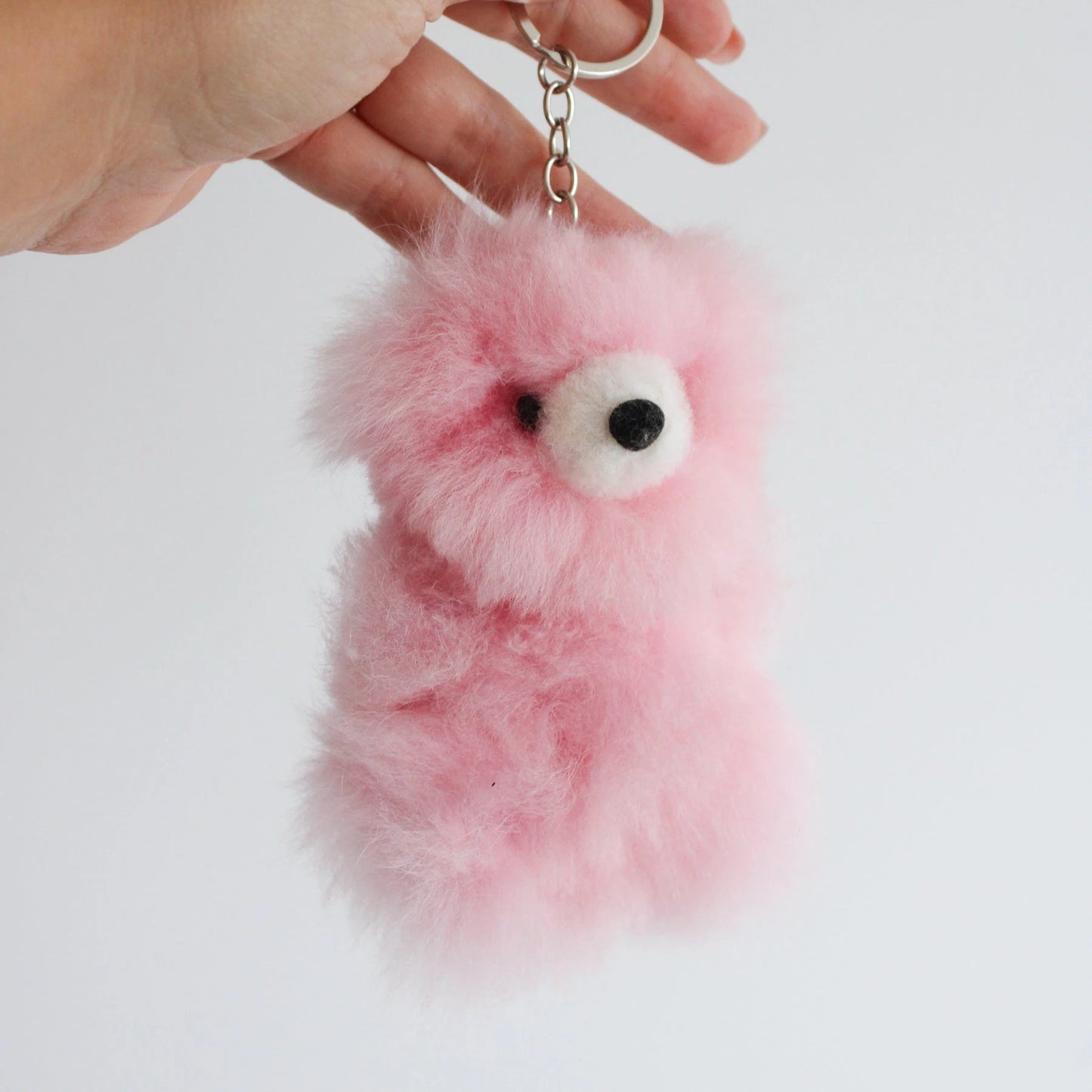Luxury Alpaca Wool Teddy Bear Bag Charm – Handmade 4" Fluffy Keychain - Munai