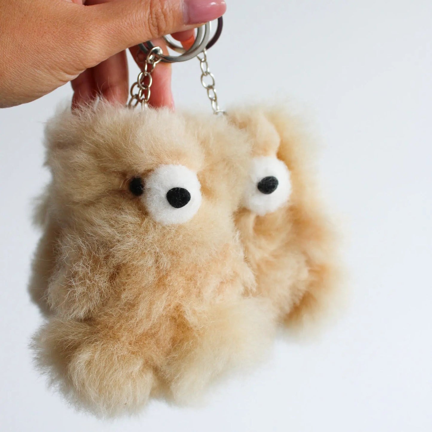 Luxury Alpaca Wool Teddy Bear Bag Charm – Handmade 4" Fluffy Keychain - Munai