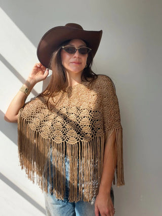 Meadow Fringed Crochet Poncho - Munai
