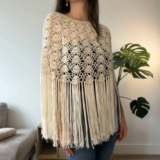 Meadow Fringed Crochet Poncho - Munai