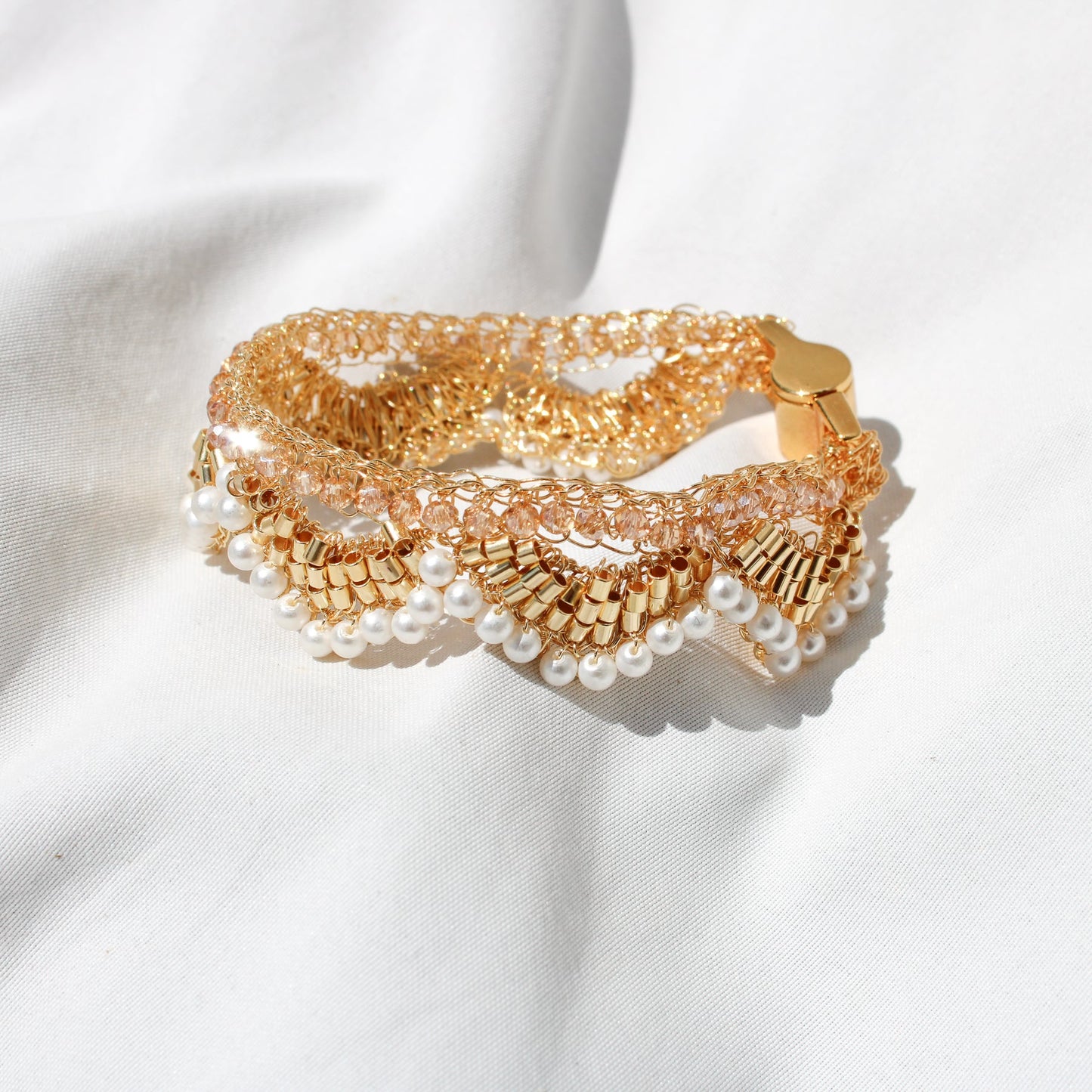 Mermaid Wired Crochet Bracelet with Crystals - Munai