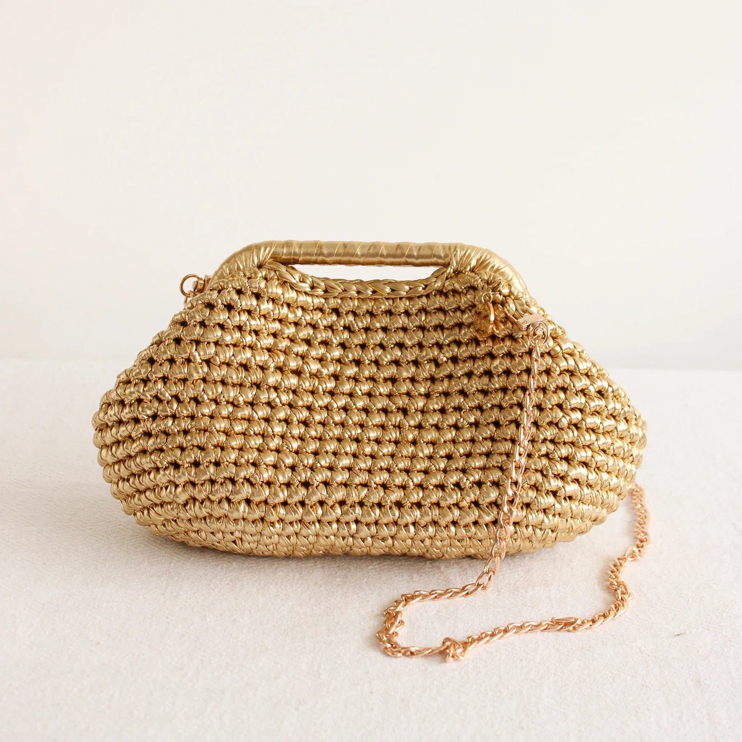 Metallic Crochet Clutch – Handmade Evening Crossbody Bag - Munai