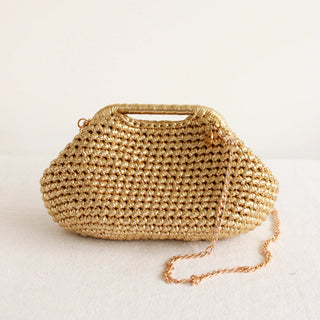 Metallic Crochet Clutch – Handmade Evening Crossbody Bag - Munai