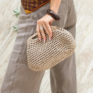 Metallic Crochet Clutch – Handmade Evening Crossbody Bag - Munai