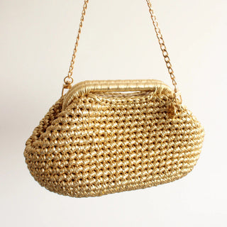 Metallic Crochet Clutch – Handmade Evening Crossbody Bag - Munai