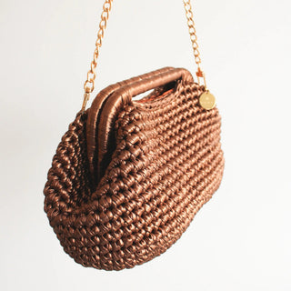 Metallic Crochet Clutch – Handmade Evening Crossbody Bag - Munai