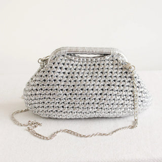 Metallic Crochet Clutch – Handmade Evening Crossbody Bag - Munai