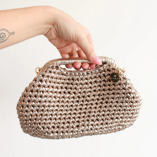 Metallic Crochet Clutch – Handmade Evening Crossbody Bag - Munai