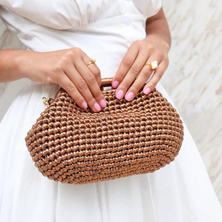 Metallic Crochet Clutch – Handmade Evening Crossbody Bag - Munai