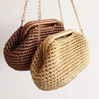 Metallic Crochet Clutch – Handmade Evening Crossbody Bag - Munai