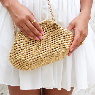 Metallic Crochet Clutch – Handmade Evening Crossbody Bag - Munai