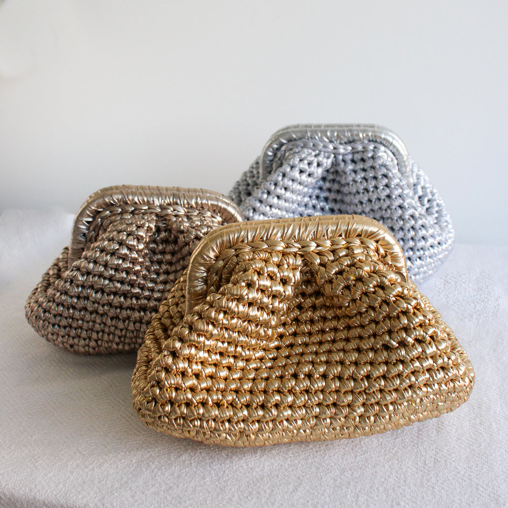 Metallic Clutch Crochet Bags