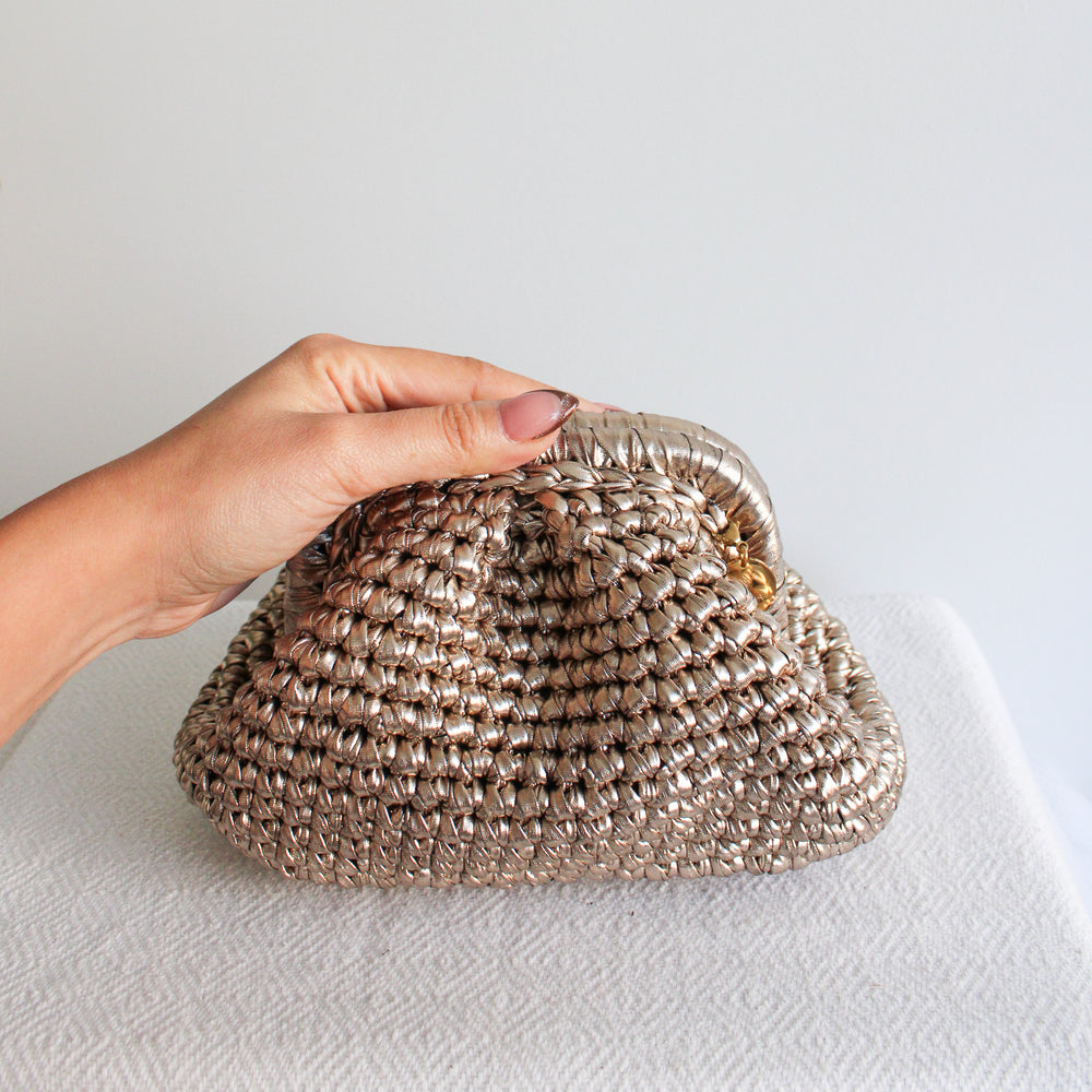 Metallic Clutch Crochet Bags