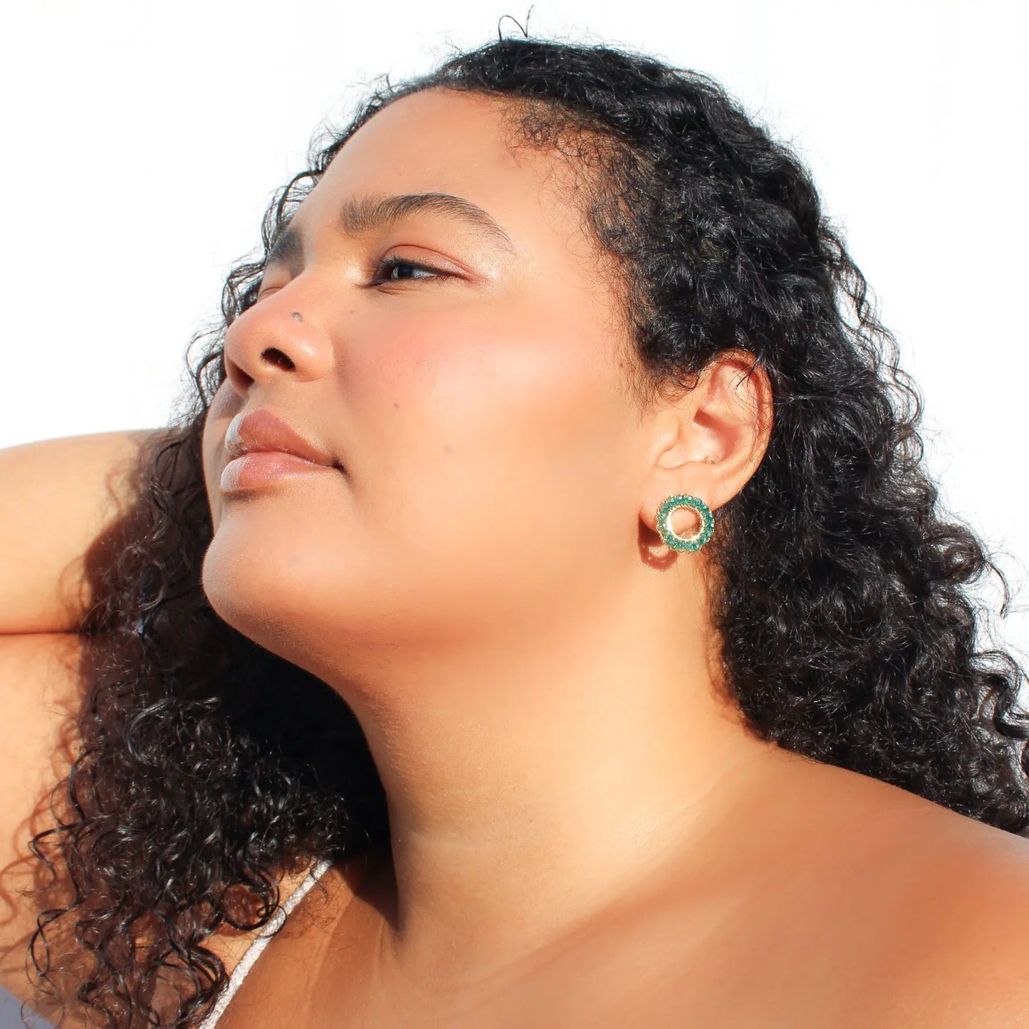 Mini Circle Crochet Post Earrings | Turquoise Beads - Munai