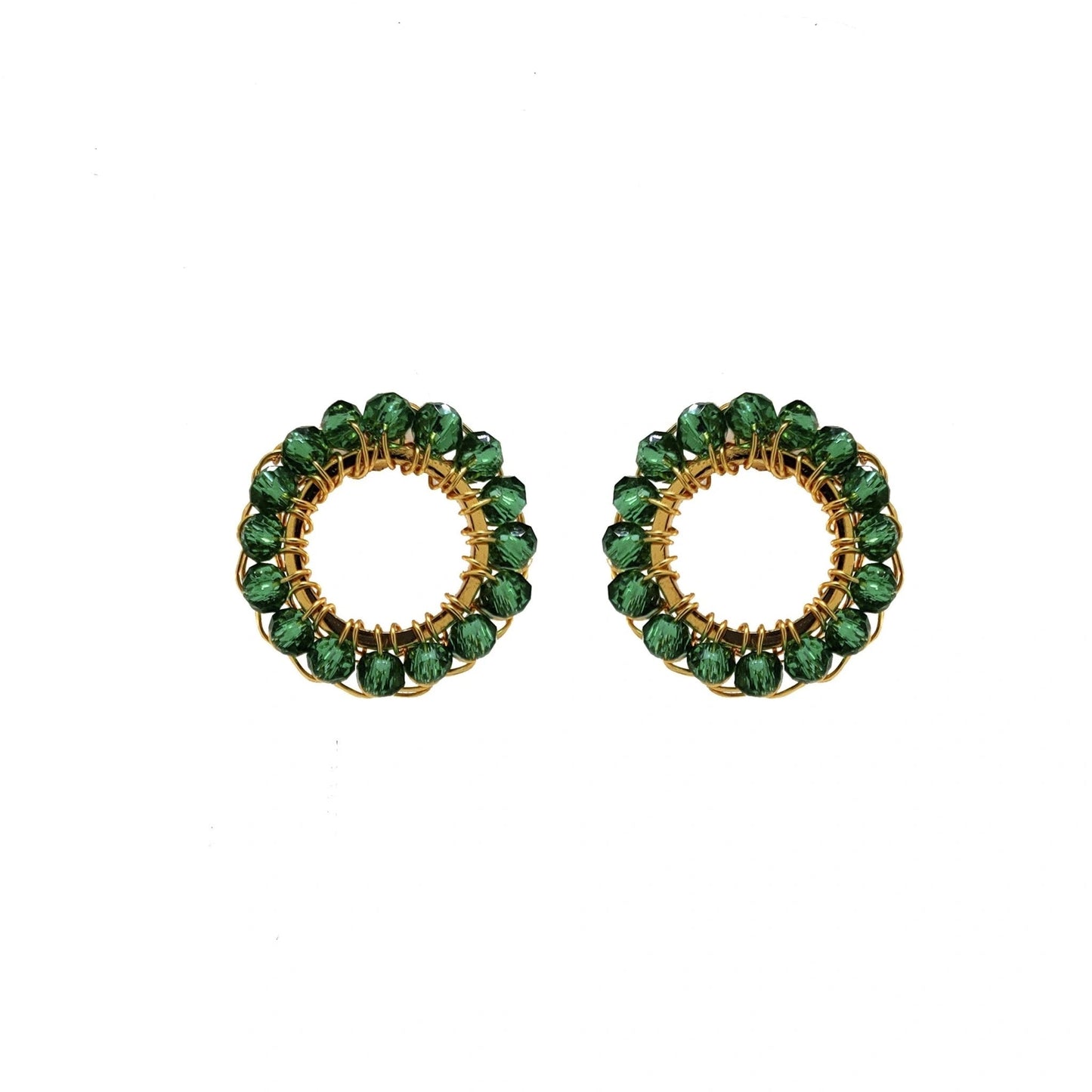 Mini Circle Crochet Post Earrings | Turquoise Beads - Munai