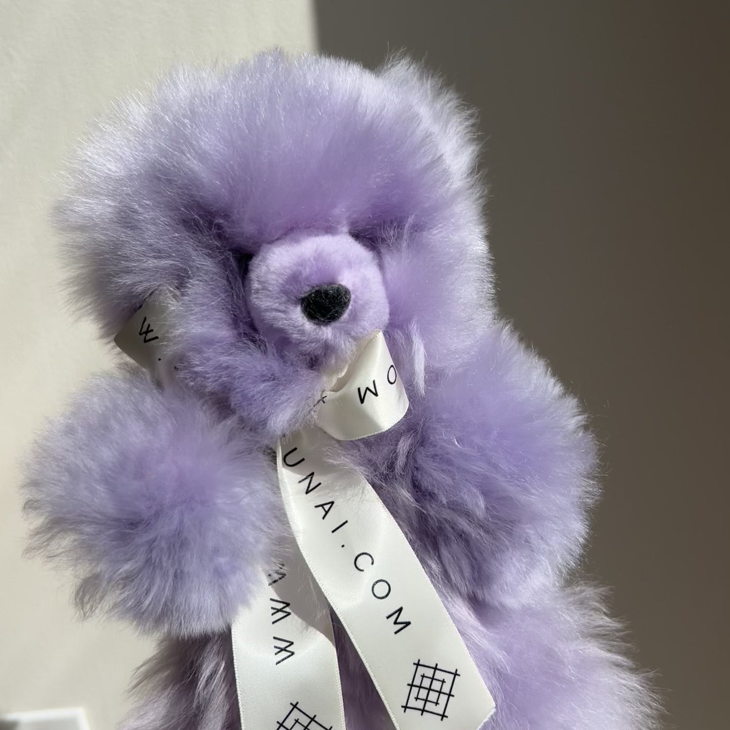 Lilac Teddy Bear | 100% Premium Alpaca Fur - Munai - Adorable handmade alpaca fur plushie