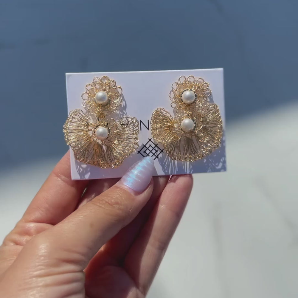Milena Gold and pearl earrings