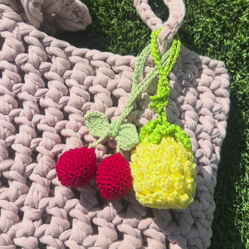 
                      
                        Load and play video in Gallery viewer, Pineapple Fruit Crochet Bag Charm
                      
                    