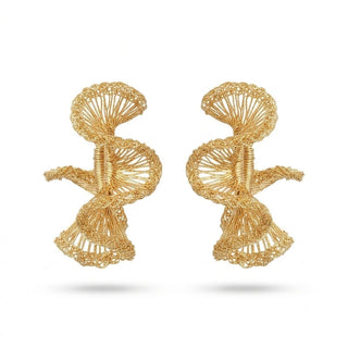Rio Crochet Hoops | Gold ruffled hoop earrings - Munai