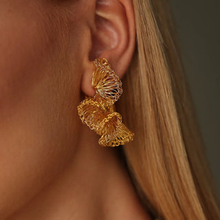 Rio Crochet Hoops | Gold ruffled hoop earrings - Munai