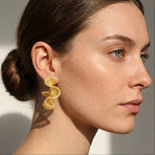 Rio Crochet Hoops | Gold ruffled hoop earrings - Munai