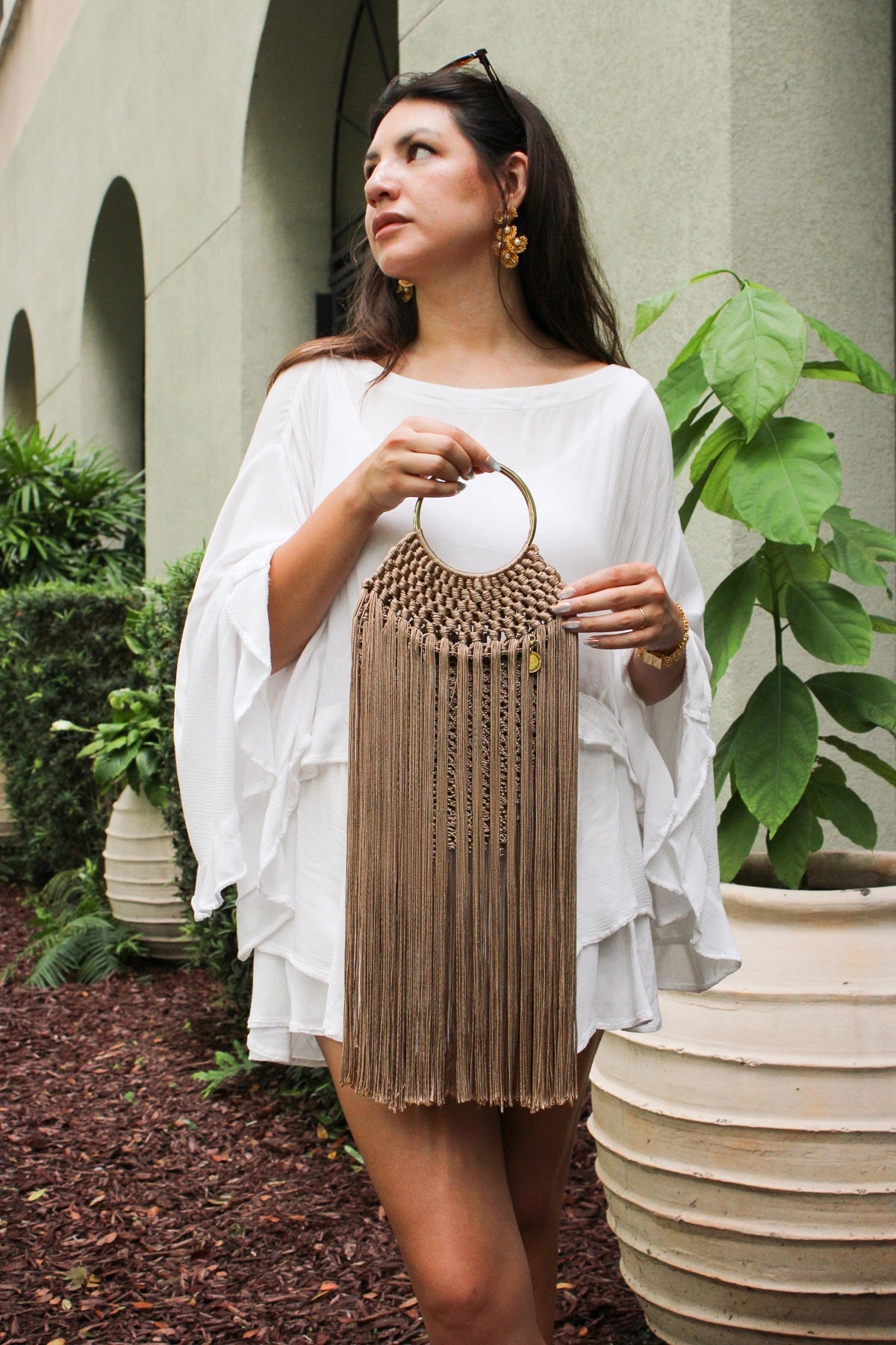 Tiffany Boho Fringe Bag - Resort Statement Purse - Munai