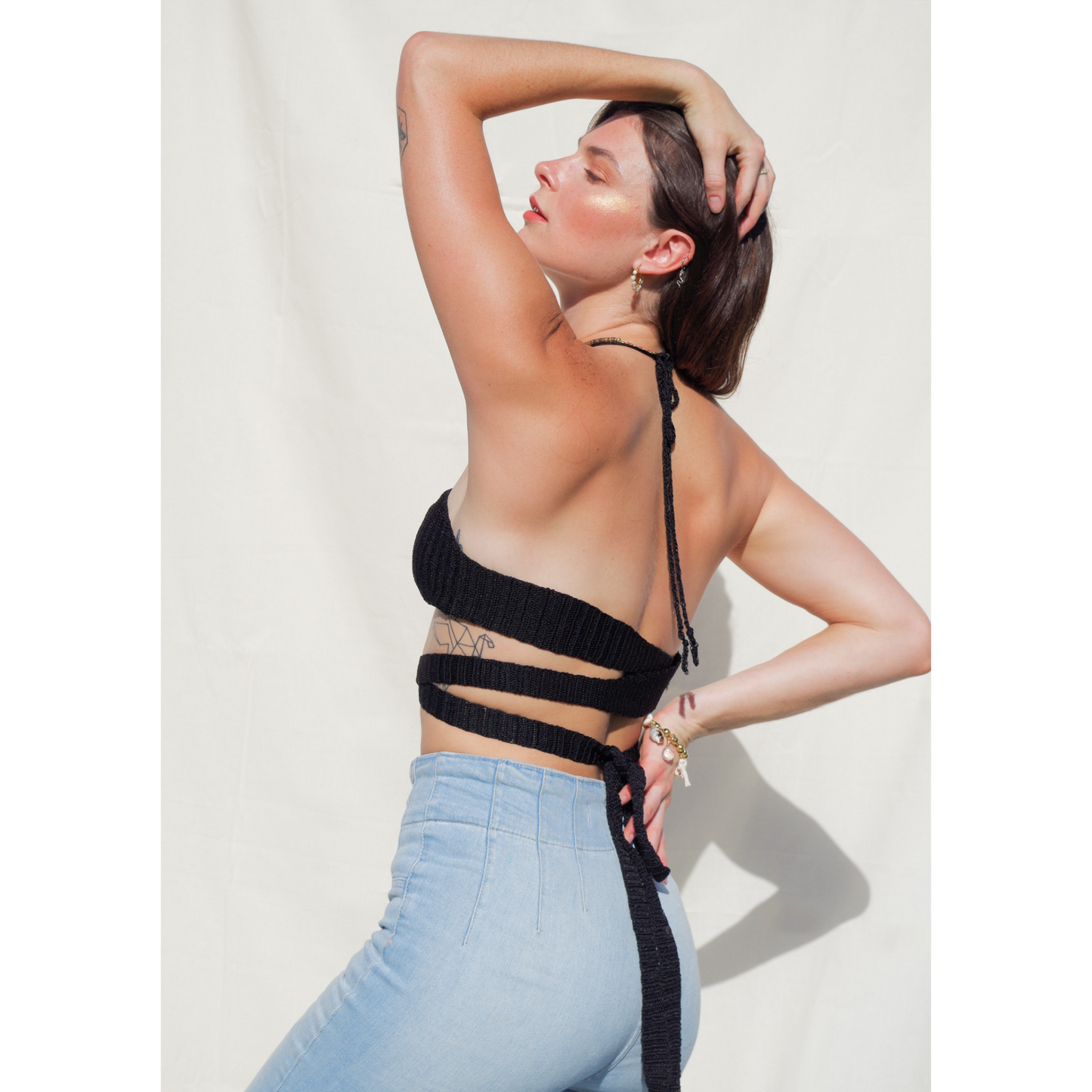 Versatile handmade crochet top. Wear it as a halter top, cross neck, cross waist wrap top.