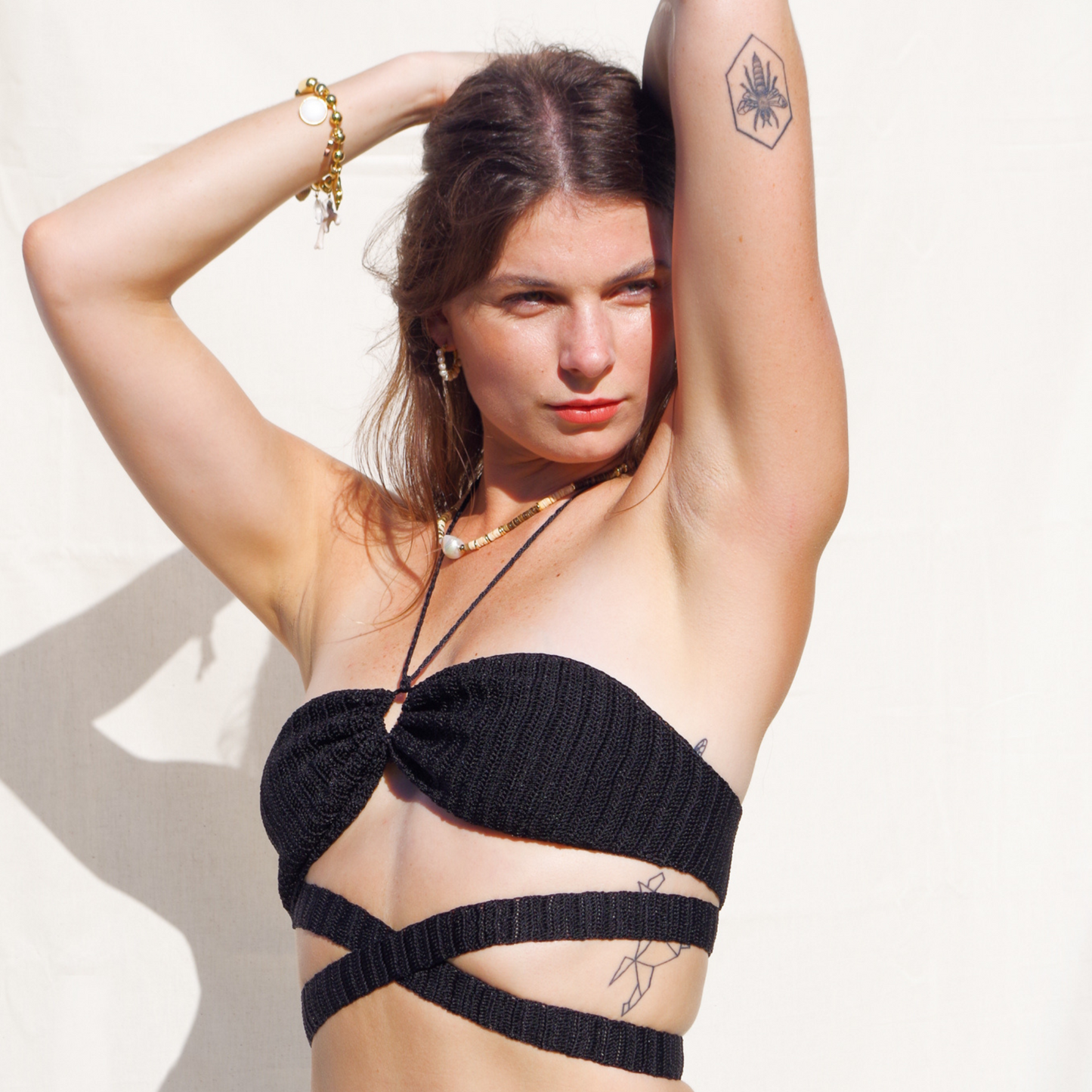 Versatile handmade crochet top. Wear it as a halter top, cross neck, cross waist wrap top.