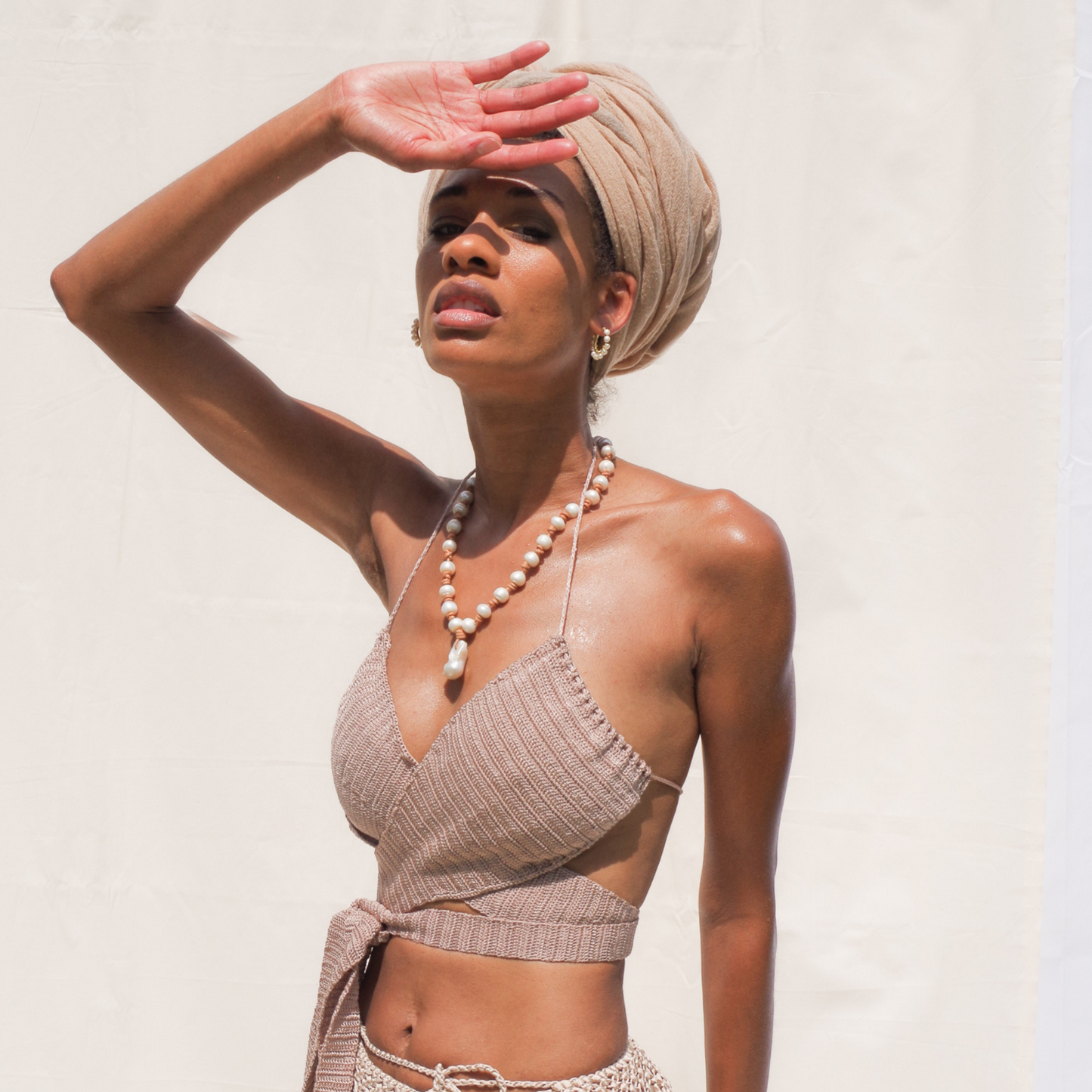 Versatile handmade crochet top. Wear it as a halter top, cross neck, cross waist wrap top.