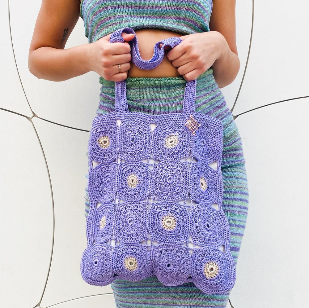 lilac crochet tote Bag